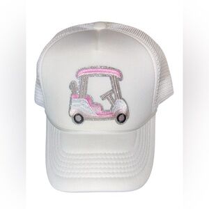 Custom Made White and Pink Golf Trucker Hat
